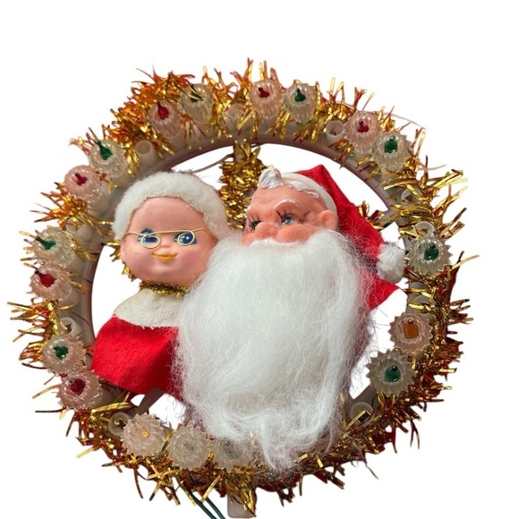 Mr. and Mrs. Santa Claus Wreath of Spinning Lights Vintage 1973 In Original Box - Picture 2 of 8